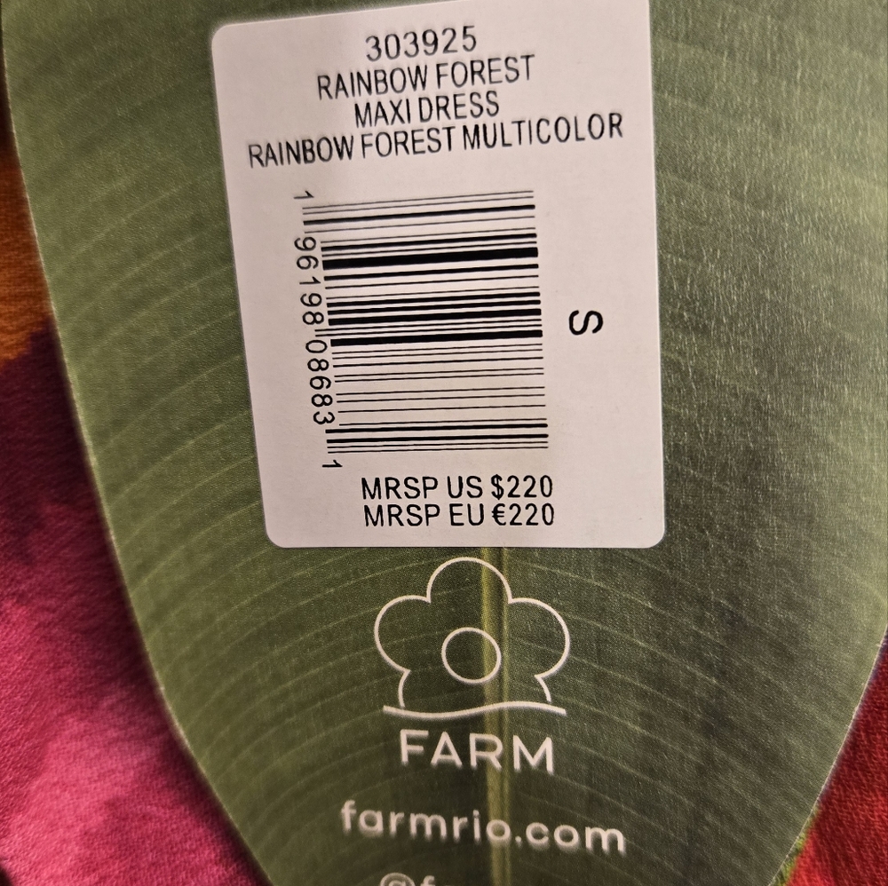 FARM Rio Rainbow Forest Long Sleeve Maxi Dress Sz S - Picture 6 of 13